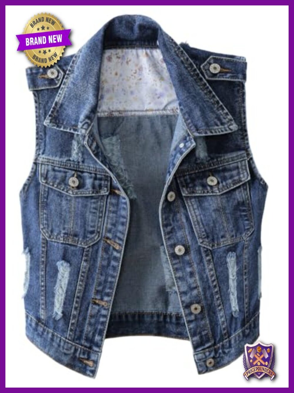 Denim Vest for Women Button Down Sleeveless Western Jean Vest Top